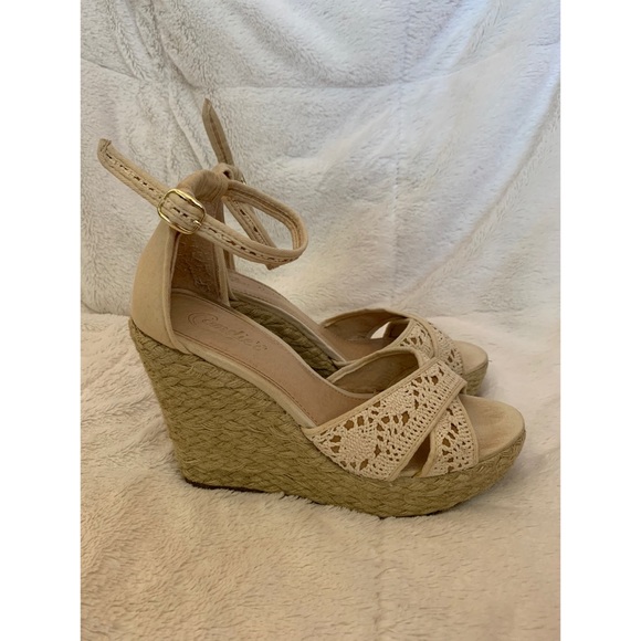 Cream & Tan Wedge Heels - Picture 9 of 11